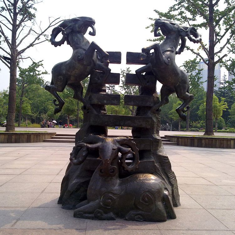 街邊羊動(dòng)物銅雕