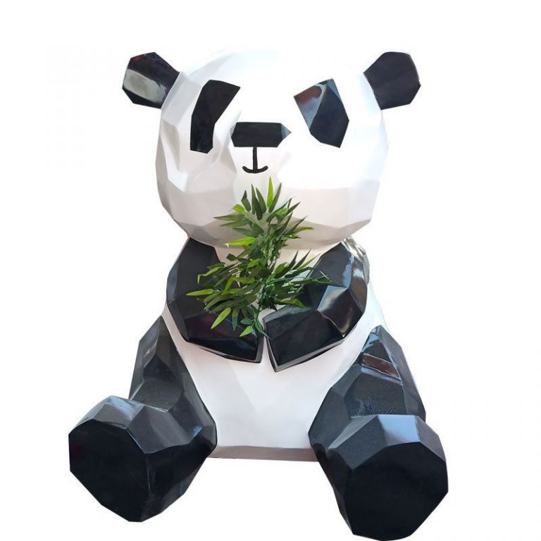 不銹鋼熊坐姿動物雕塑
