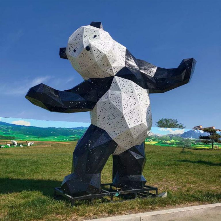 不銹鋼熊站立動物雕塑