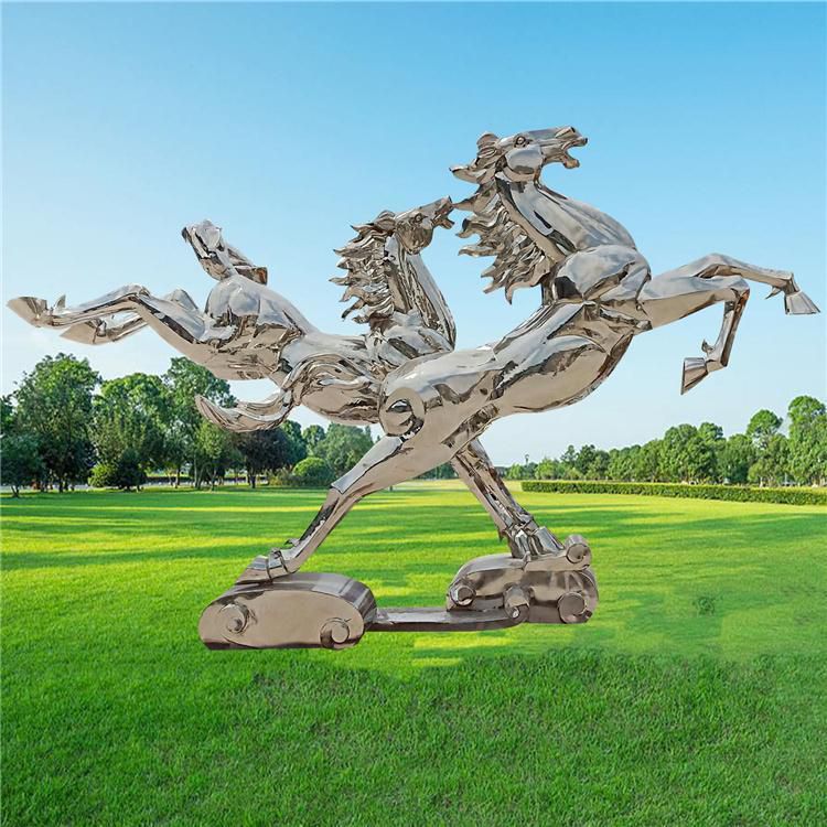 街邊不銹鋼馬動(dòng)物雕塑