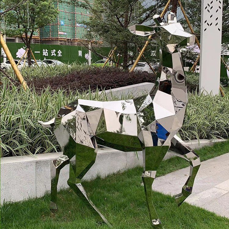 戶外不銹鋼鹿動(dòng)物雕塑
