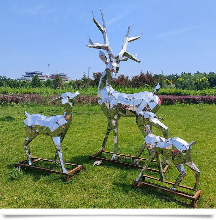 母子鹿不銹鋼雕塑