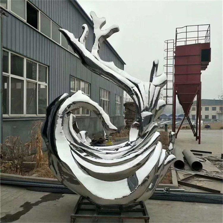 街邊不銹鋼海浪雕塑