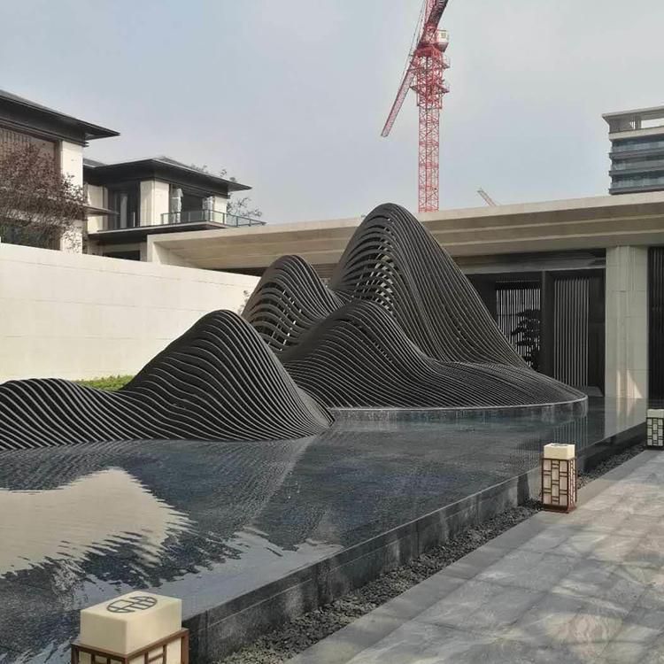 不銹鋼鏤空假山城市雕塑