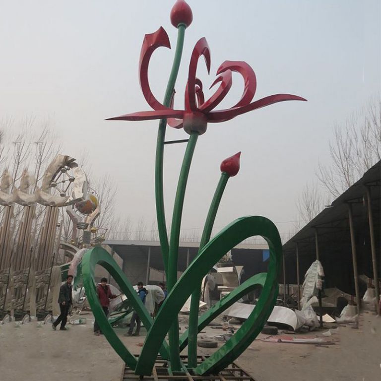 不銹鋼鏡面荷花景觀雕塑