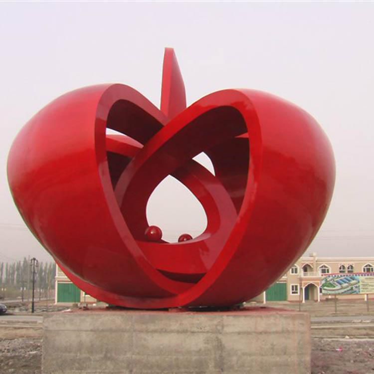 不銹鋼廣場(chǎng)紅色標(biāo)志雕塑