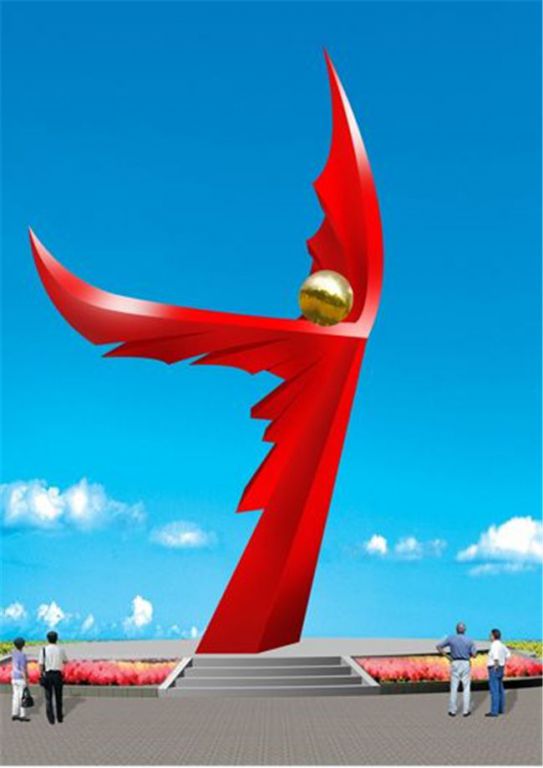 不銹鋼廣場(chǎng)展翅鏡面雕塑
