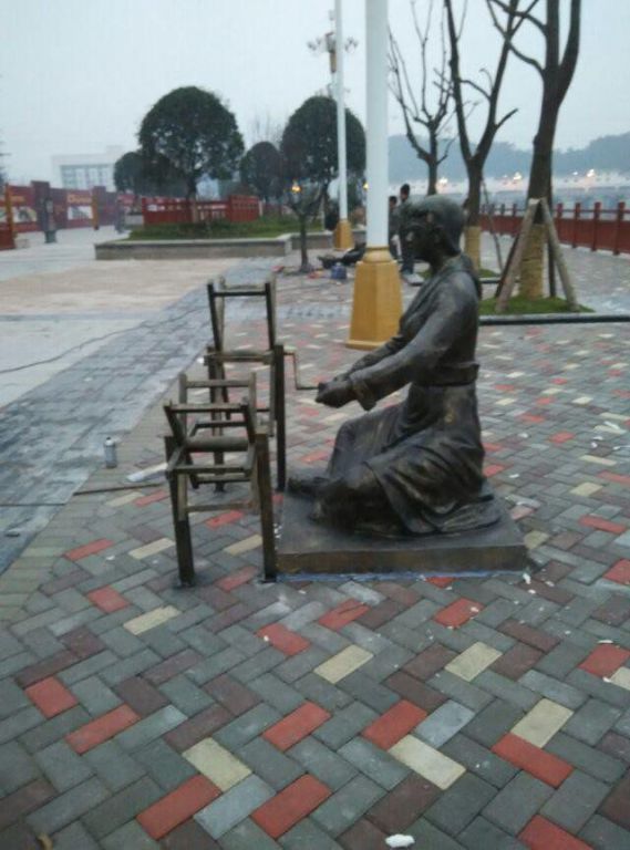 公園紡織人物銅雕