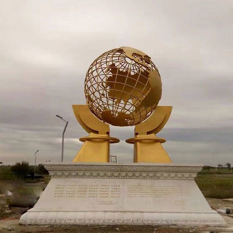 不銹鋼金色地球儀抽象雕塑