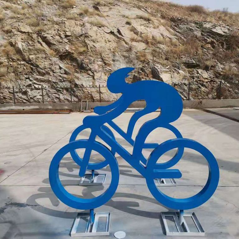 不銹鋼自行車彩繪標(biāo)志雕塑