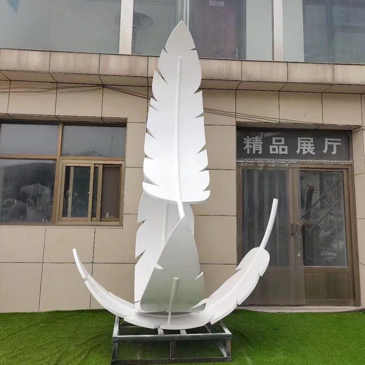 不銹鋼發(fā)光羽毛標志雕塑