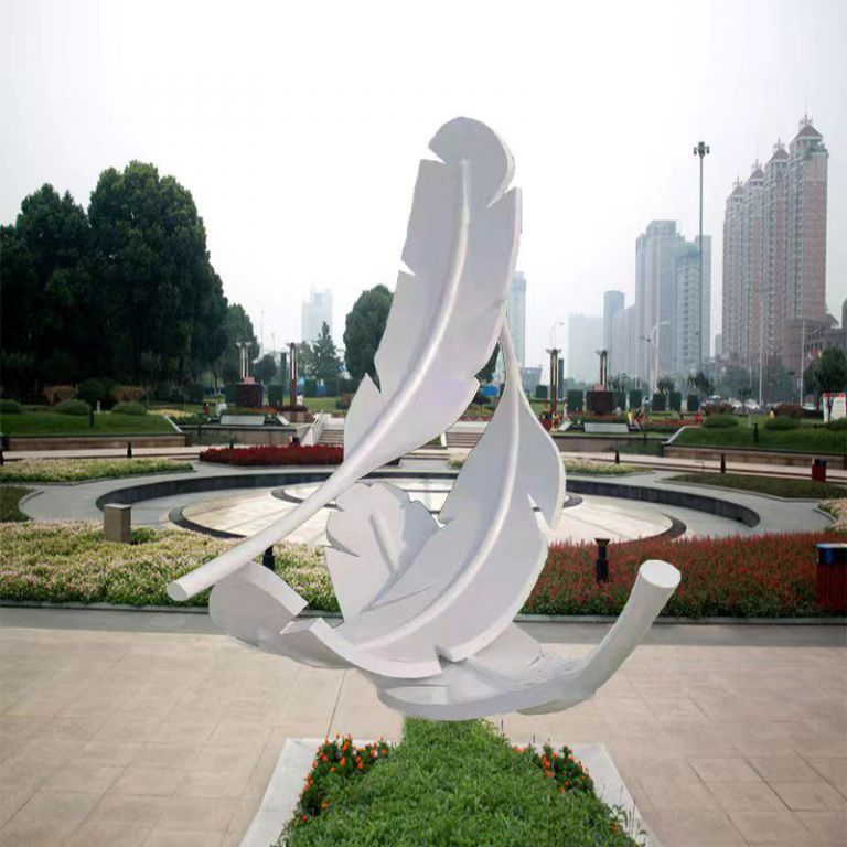 不銹鋼白色羽毛雕塑