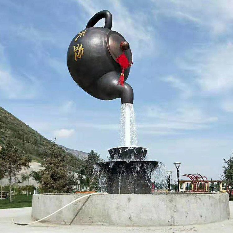 不銹鋼廣場茶壺噴泉雕塑