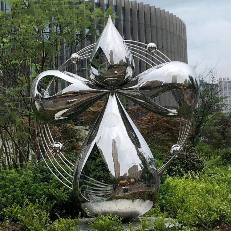城市不銹鋼幾何水滴雕塑