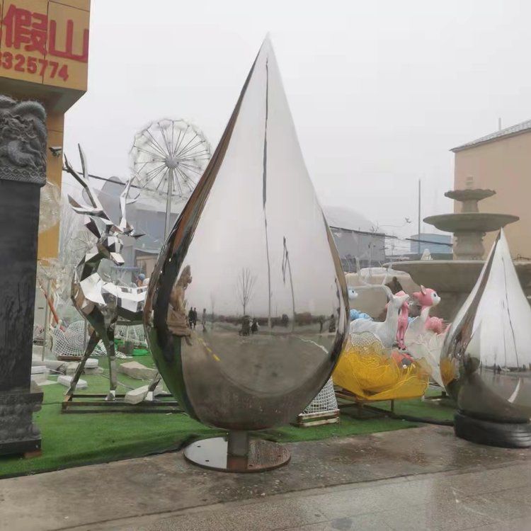 不銹鋼廣場水滴文化雕塑