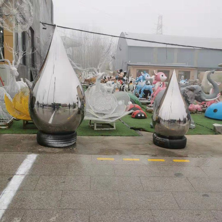 不銹鋼水滴抽象標志雕塑