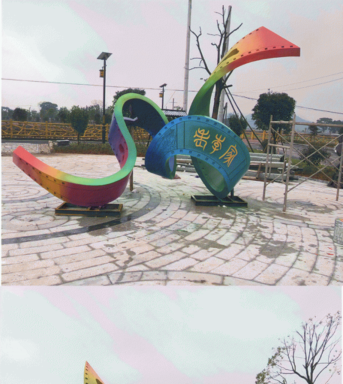 不銹鋼企業(yè)鏡面彩帶雕塑