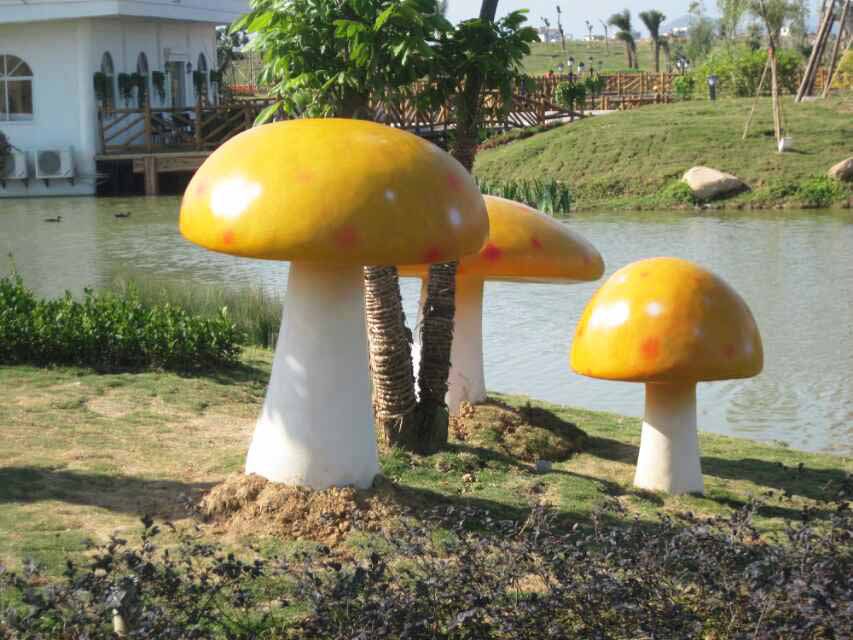 不銹鋼黃色蘑菇標(biāo)志雕塑