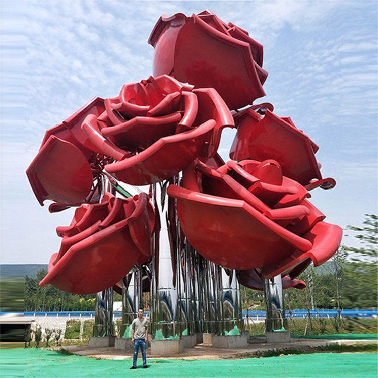 不銹鋼園林玫瑰花標(biāo)志雕塑