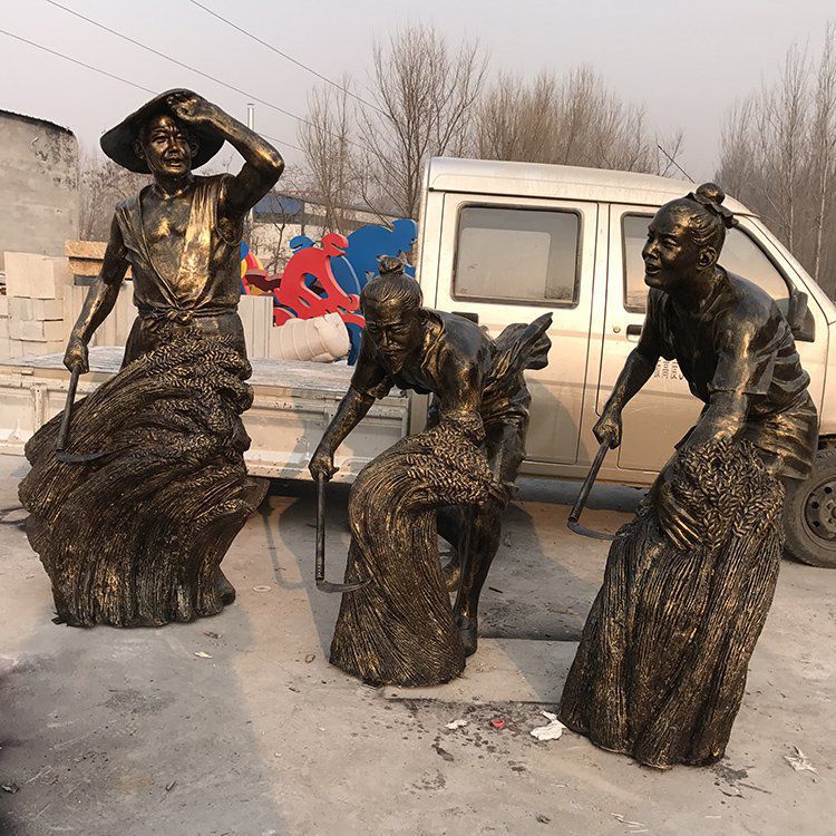 割稻子農(nóng)耕文化銅雕
