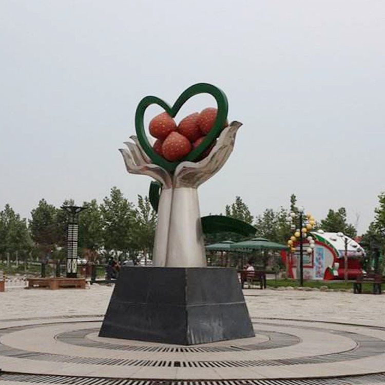 不銹鋼草莓水果雕塑