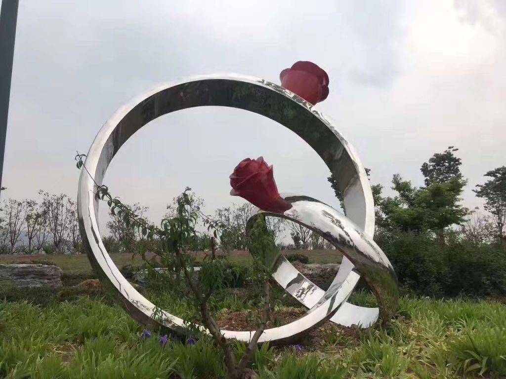 公園玫瑰花戒指不銹鋼雕塑