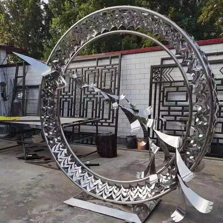 不銹鋼大雁圓環(huán)雕塑