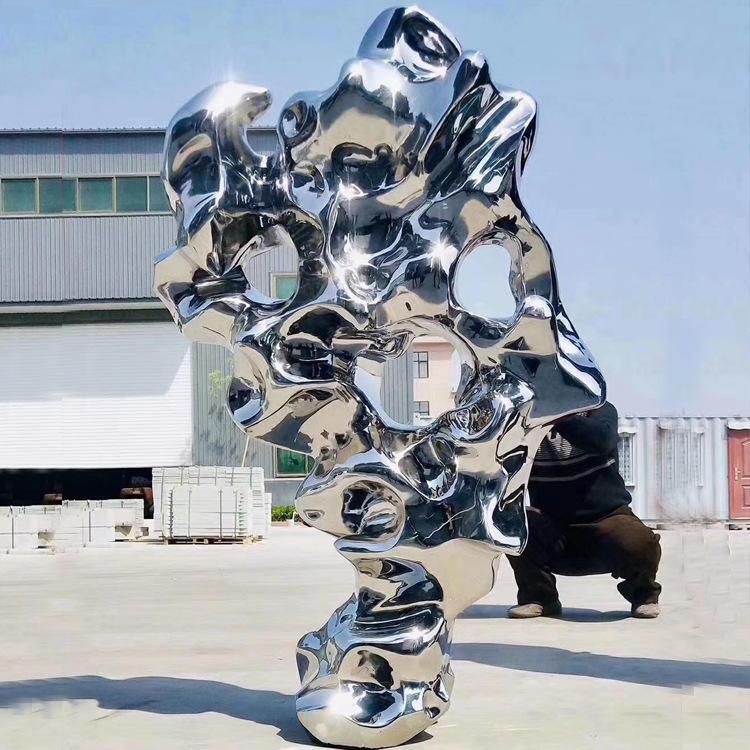 不銹鋼抽象太湖石雕塑