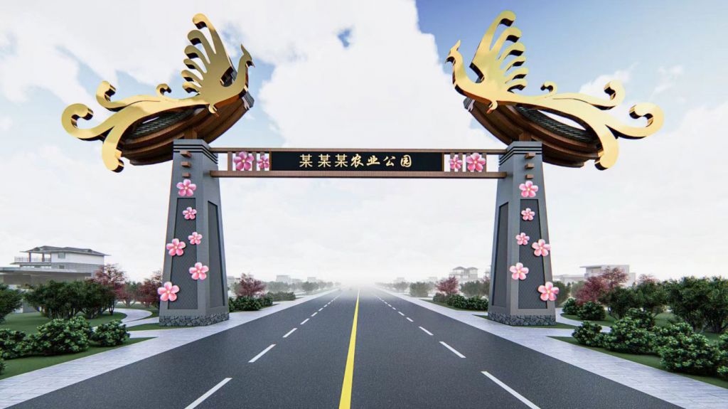 金色鳳凰大門(mén)雕塑
