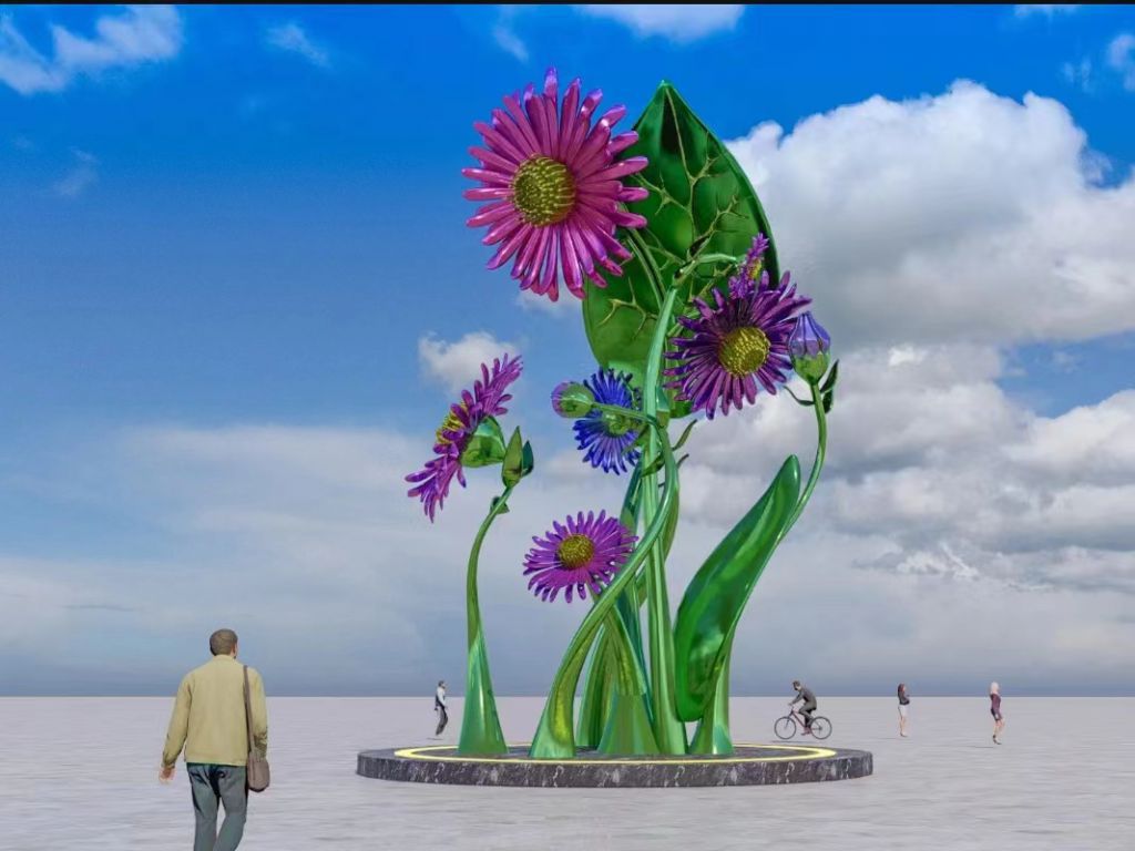 不銹鋼格桑花雕塑
