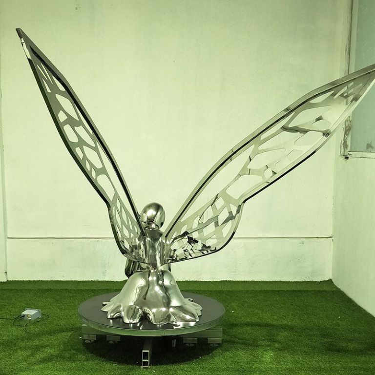 小區(qū)電鍍金屬花仙子雕塑
