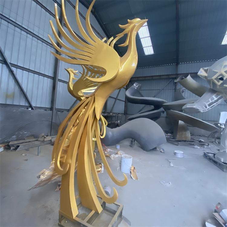 不銹鋼金鳳凰雕塑加工