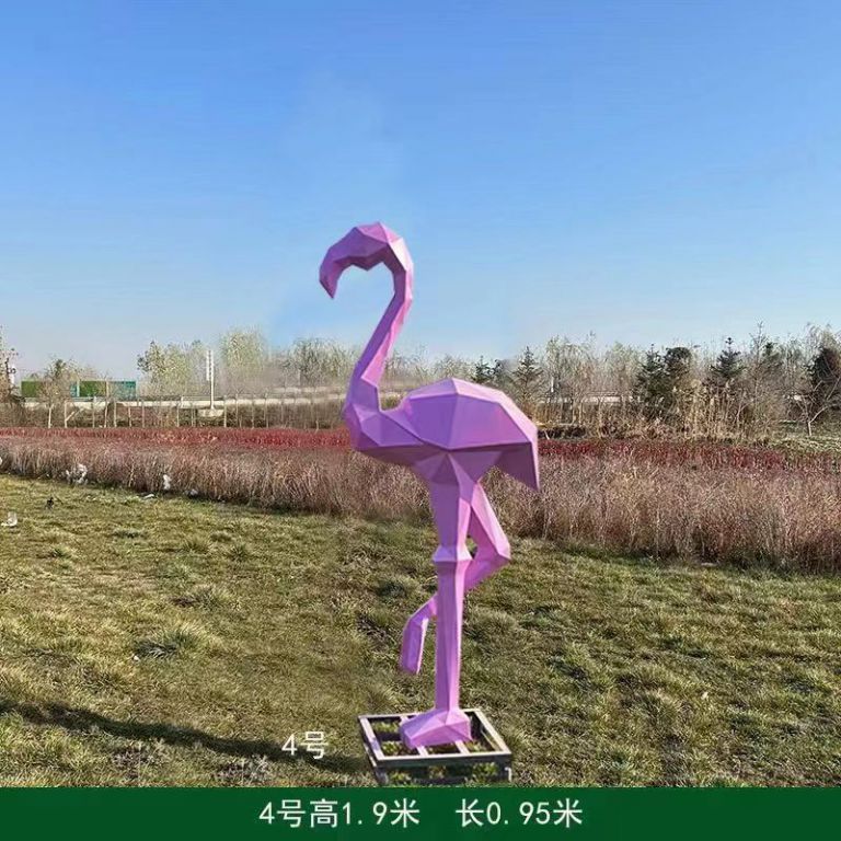 火烈鳥雕塑不銹鋼動物擺件