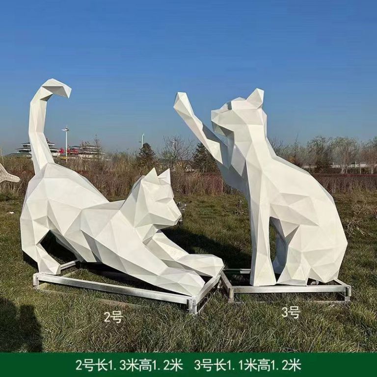 不銹鋼招財貓雕塑