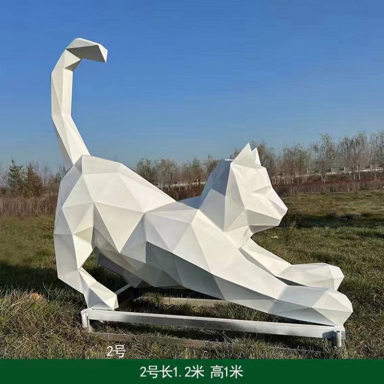廣場不銹鋼招財貓雕塑
