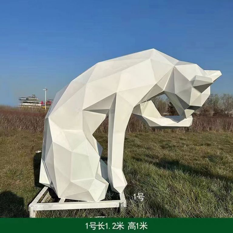 公園不銹鋼幾何貓雕塑