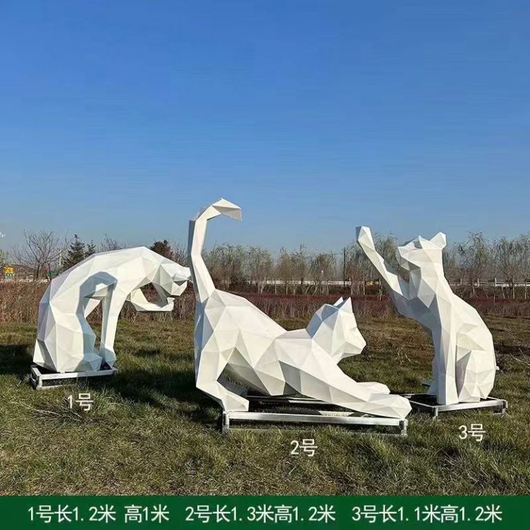 創(chuàng)意不銹鋼招財(cái)貓雕塑