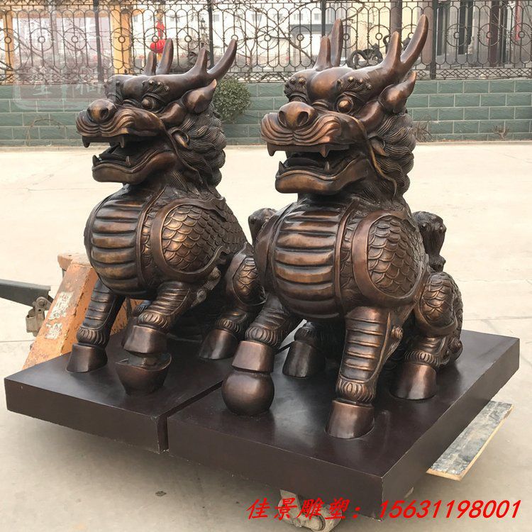   廠家定制麒麟鑄銅雕塑 