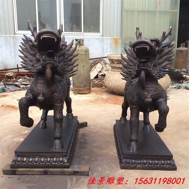 麒麟一對(duì) 鑄銅動(dòng)物雕塑