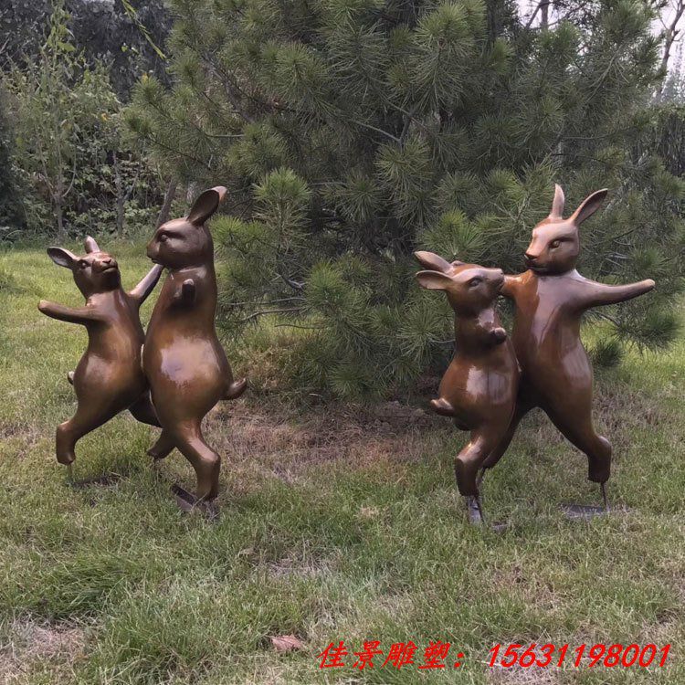 跳舞兔子雕塑銅雕動(dòng)物