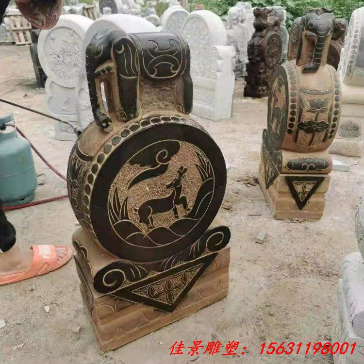 門口石門墩精雕擺件