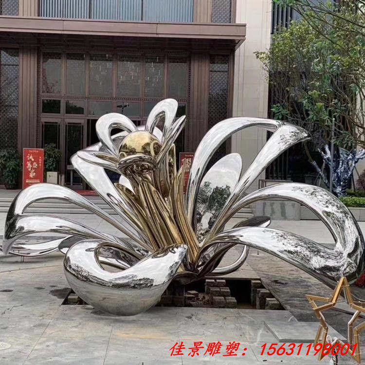 鏡面花朵雕塑 不銹鋼雕塑廠家