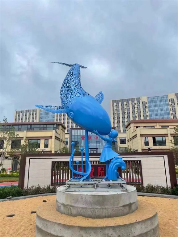 不銹鋼海豚雕塑 抽象水景動(dòng)物