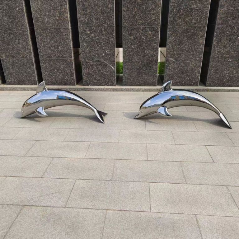 城市不銹鋼海豚雕塑