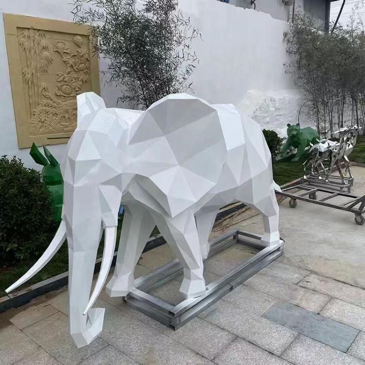 創(chuàng)意不銹鋼幾何大象雕塑