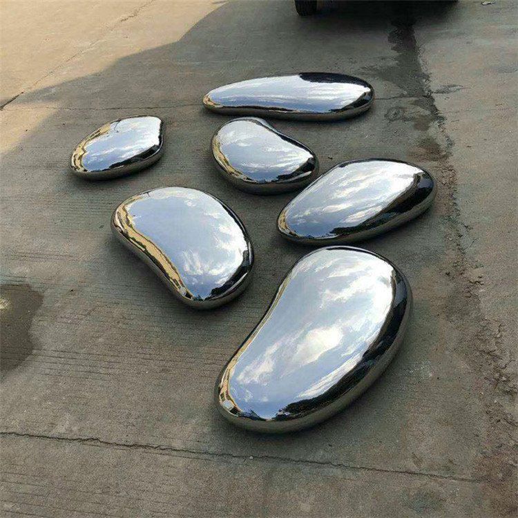 不銹鋼鵝卵石  鏡面異形石頭雕塑 