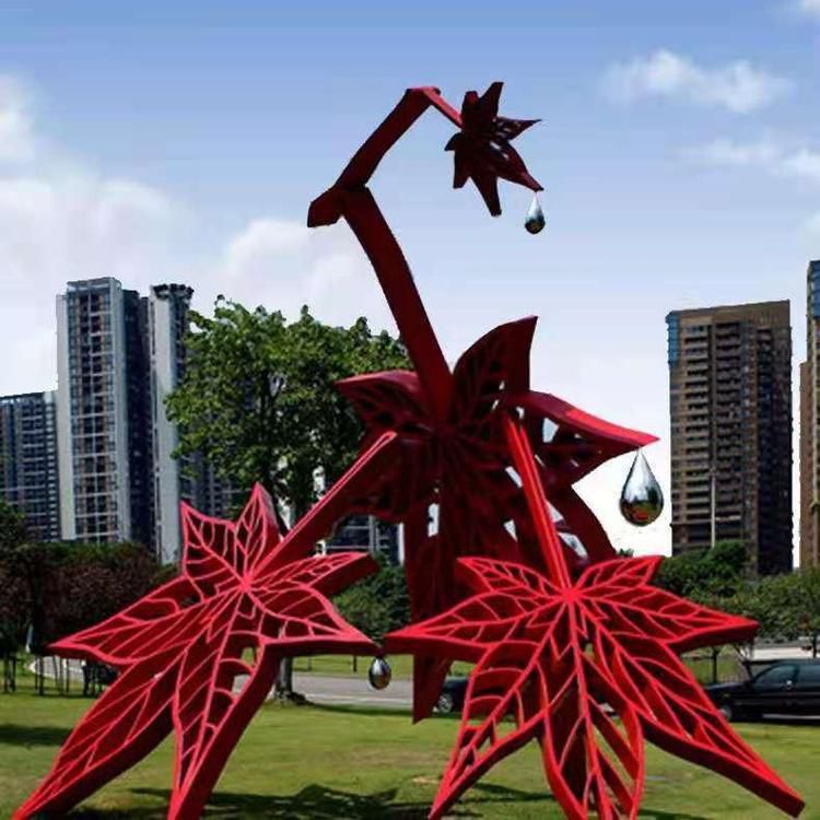 大型廣場(chǎng)不銹鋼樹(shù)葉雕塑