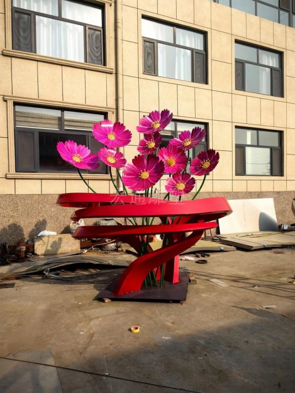 噴漆不銹鋼花朵雕塑