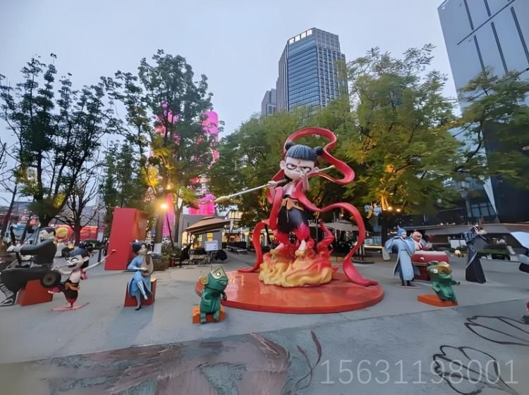 卡通人物玻璃鋼哪吒雕塑