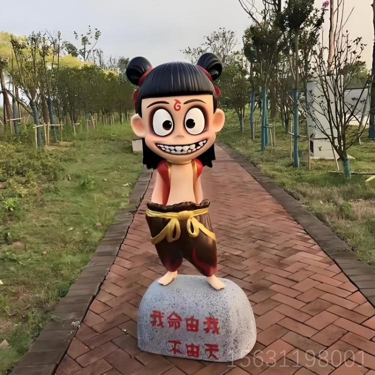 公園卡通人物 玻璃鋼哪吒雕塑 